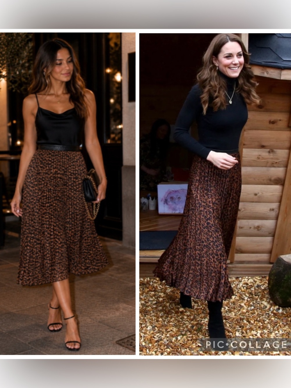 NWT Zara Pleated Leopard Print Faux Leather Midi Skirt